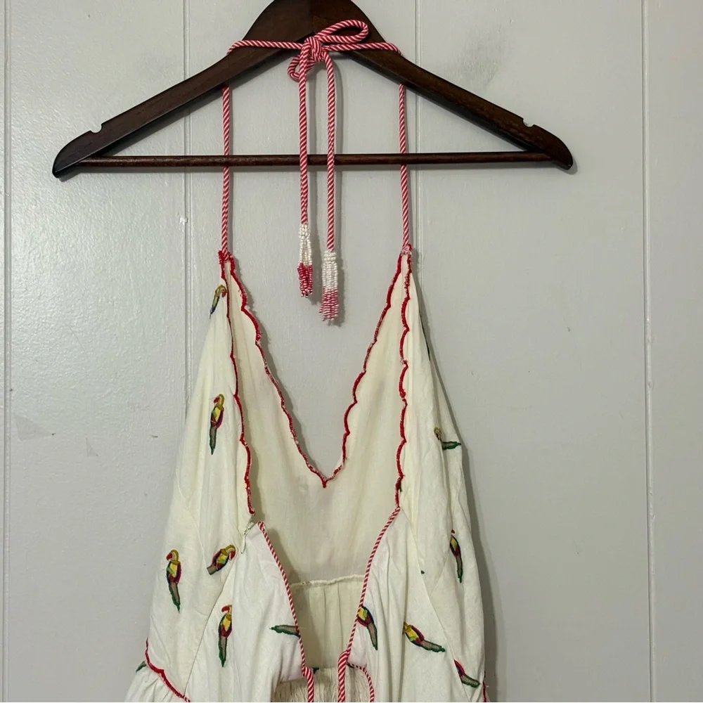 Farm Rio x Anthropologie Parrot Print Linen Tiered Mini Dress XL - Picture 11 of 15
